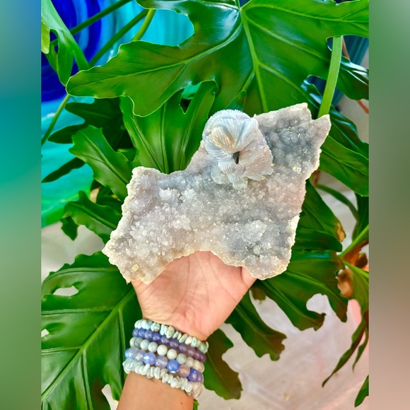 Owl carving on Amethyst flower - Picture 5 of 8